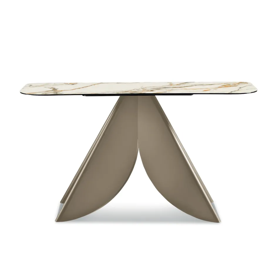 Konzolový stolek Cristina Metal s keramickou deskou s mramorovým efektem do obývacího pokoje Viadurini