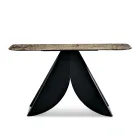 Konzolový stolek do obývacího pokoje z kovu s tepaným skleněným povrchem se stříbrným podkladem - Cristina Viadurini