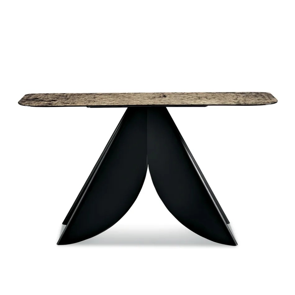 Konzolový stolek do obývacího pokoje z kovu s tepaným skleněným povrchem se stříbrným podkladem - Cristina Viadurini