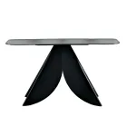 Konzolový stolek do obývacího pokoje z kovu s tepaným skleněným povrchem se stříbrným podkladem - Cristina Viadurini