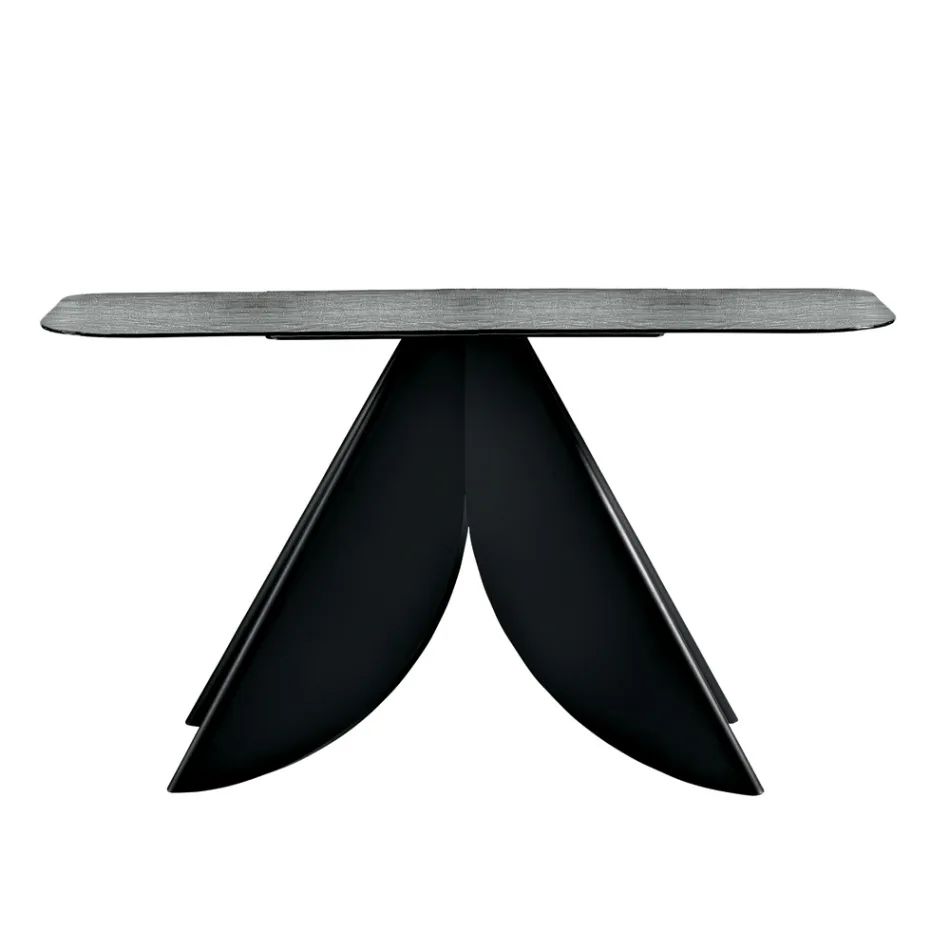 Konzolový stolek do obývacího pokoje z kovu s tepaným skleněným povrchem se stříbrným podkladem - Cristina Viadurini