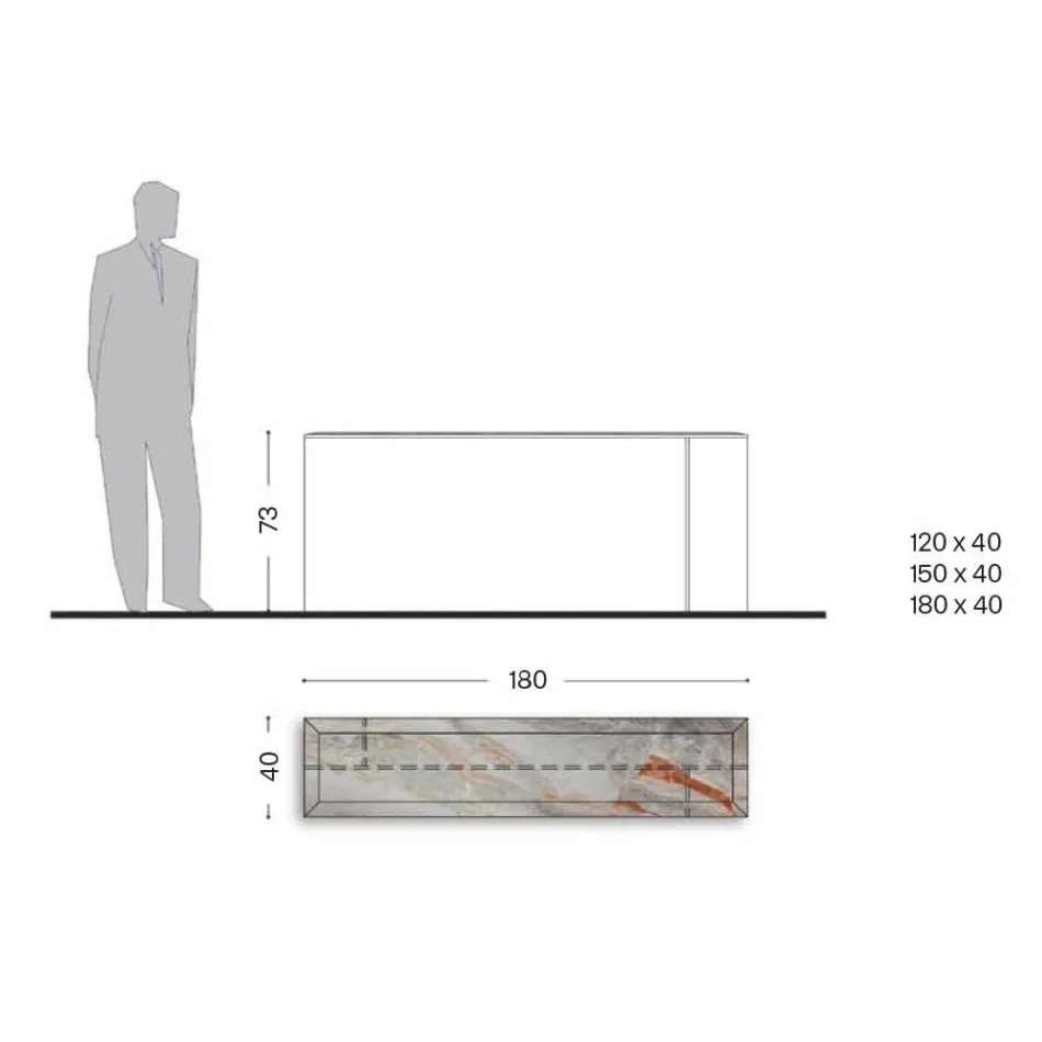 Designová konzole s mramorovou deskou a skleněnou základnou vyrobené v Itálii - Molino Viadurini
