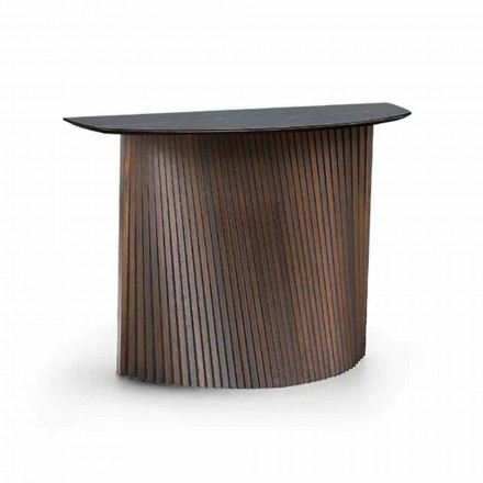 Dřevěná designová konzole s mramorovým kameninovým povrchem vyrobeným v Itálii - oxid Viadurini