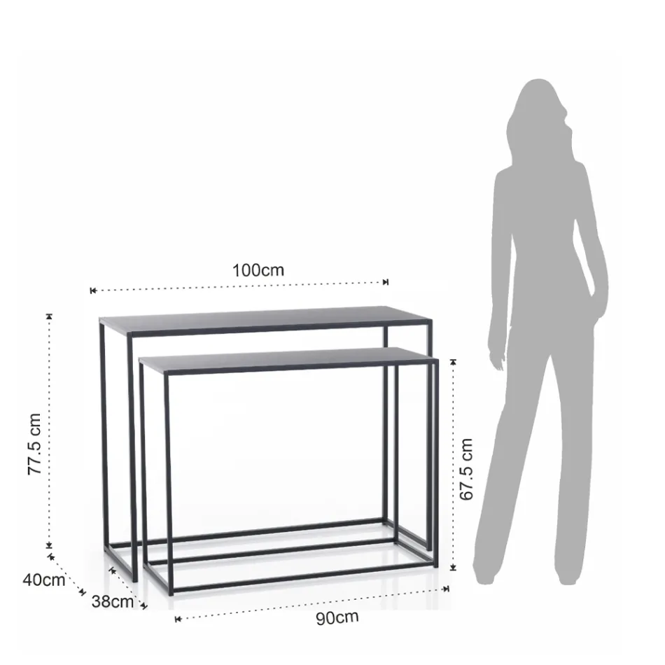 Dvojitá konzola vyrobená z antracitové oceli - Osmium Viadurini