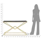 Zlatá konzola s kovovou strukturou a černou skleněnou deskou - Eritrea Viadurini