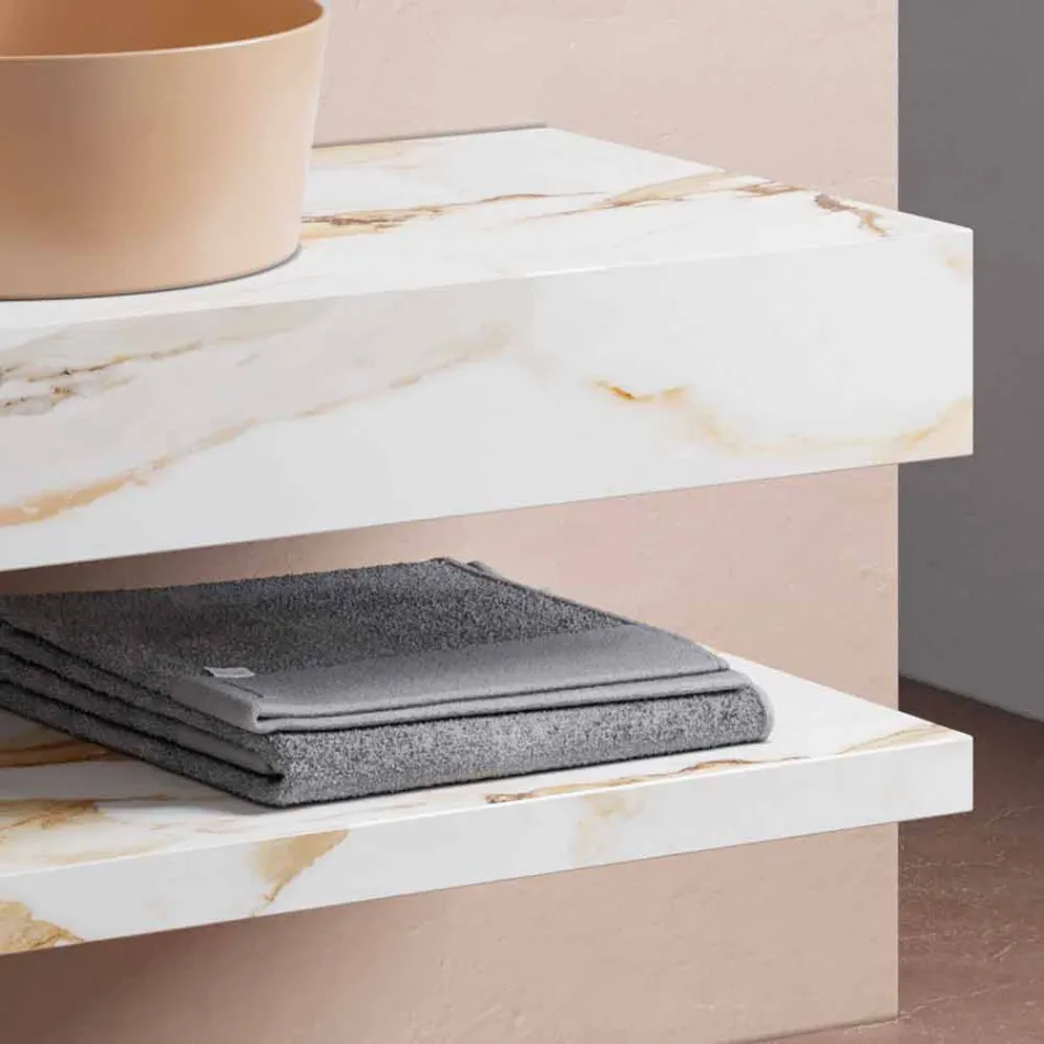 Konzola a police do koupelny v Gresu a umyvadlo ve Vetrochině, 4 barvy - Rametina Viadurini