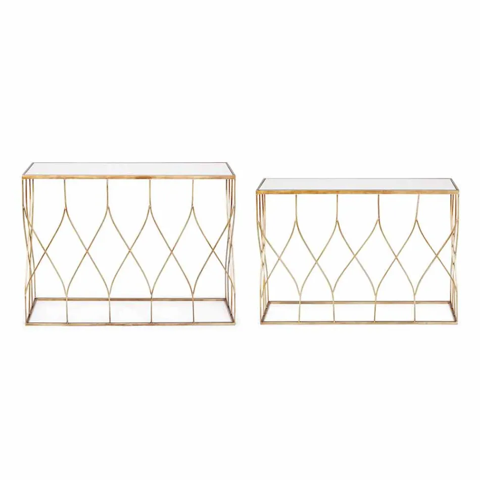 Elegantní konzole z oceli a skla moderního designu a Glamour 2 kusy - Irene Viadurini