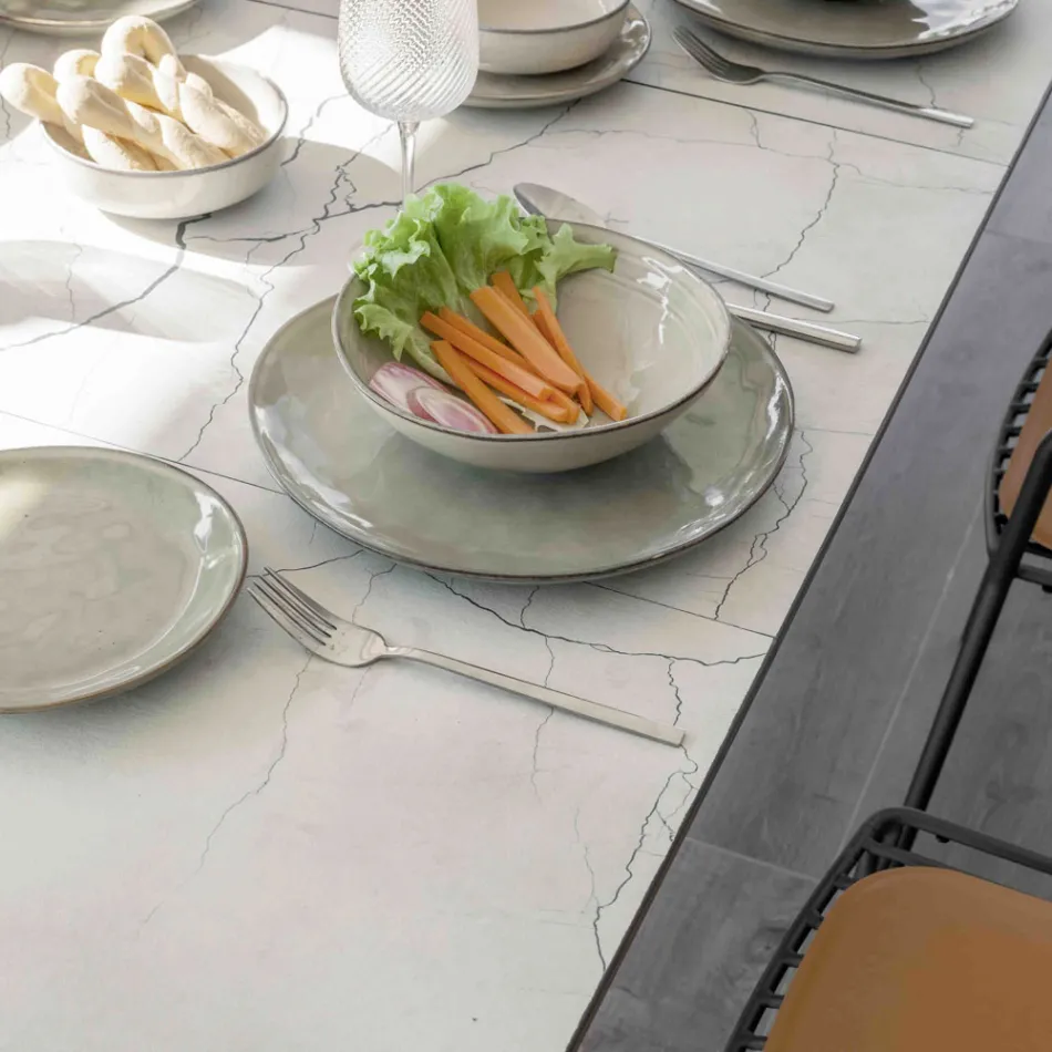 Výsuvná venkovní konzole s kovovou základnou a Hpl Top - Aghetto Viadurini