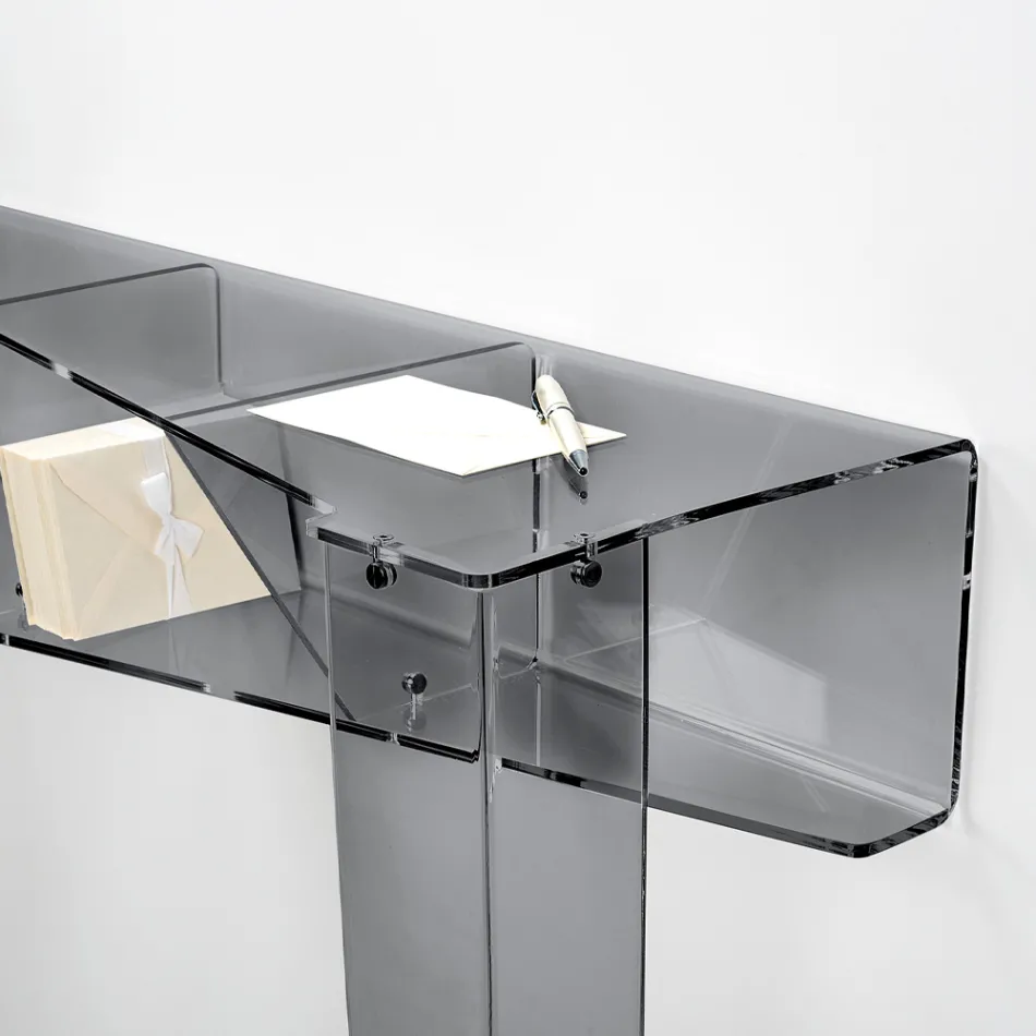 Pevná konzole se 4 přihrádkami na ukládání objektů z PMMA Made in Italy - Aladdin Viadurini