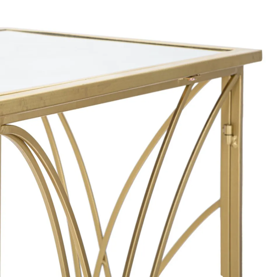 Opravená vstupní konzola v Golden Iron se zrcadlovou deskou - Emilia Viadurini