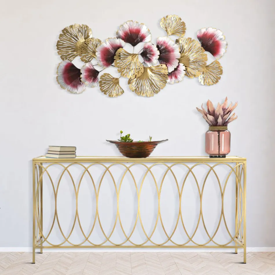 Opravená vstupní konzola ve zlaté žehličce se skleněnou deskou - Primula Viadurini