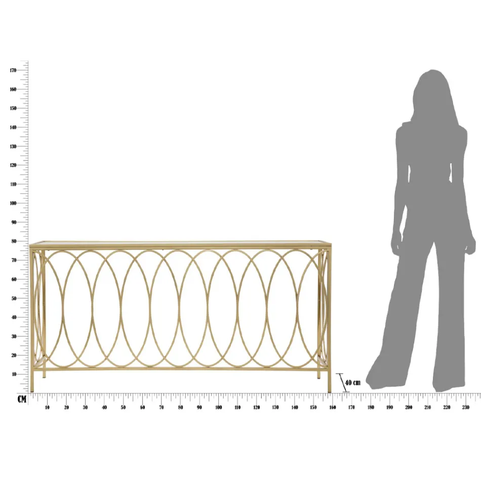 Opravená vstupní konzola ve zlaté žehličce se skleněnou deskou - Primula Viadurini