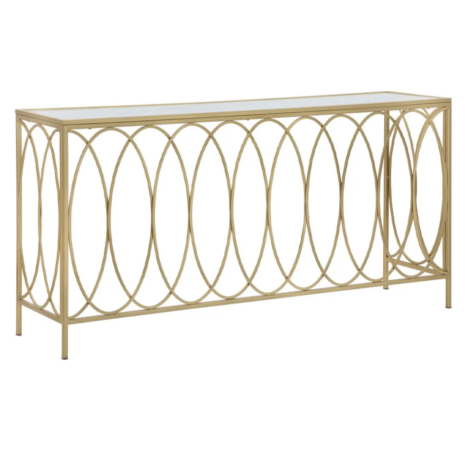 Opravená vstupní konzola ve zlaté žehličce se skleněnou deskou - Primula Viadurini