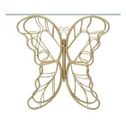 Zlatá povrchová úprava železná konzola s průhlednou skleněnou deskou - Farella Viadurini