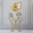 Zlatá povrchová úprava železná konzola s průhlednou skleněnou deskou - Farella Viadurini