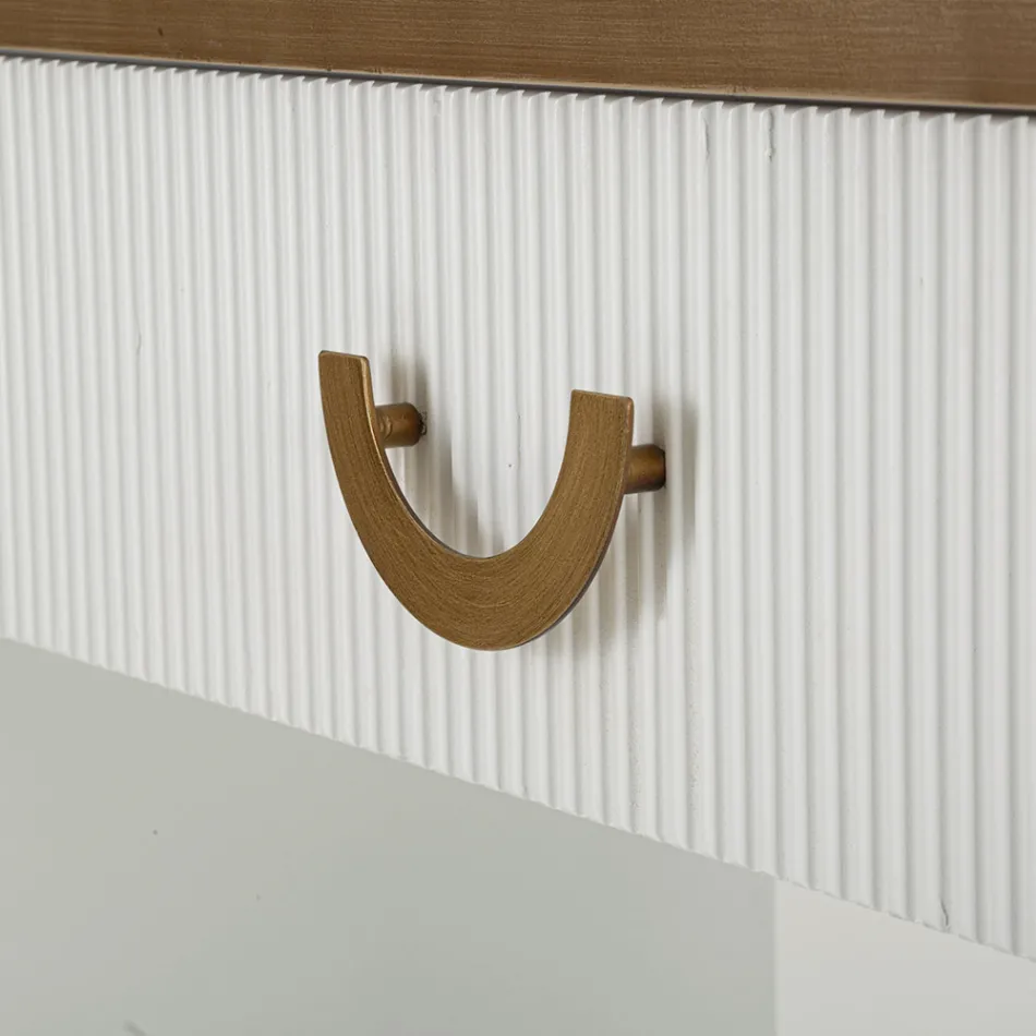 Dřevěná konzole s deskou a vložkami se zaobleným designem a zásuvkou - Rachel Viadurini