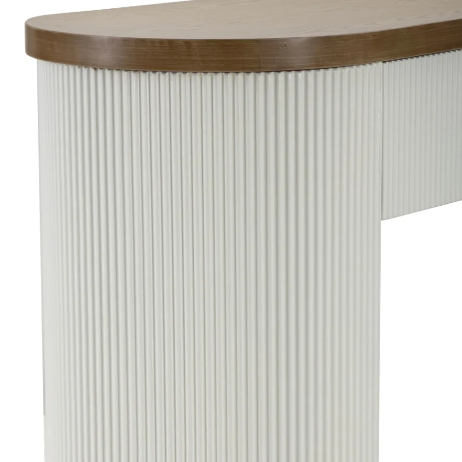 Dřevěná konzole s deskou a vložkami se zaobleným designem a zásuvkou - Rachel Viadurini