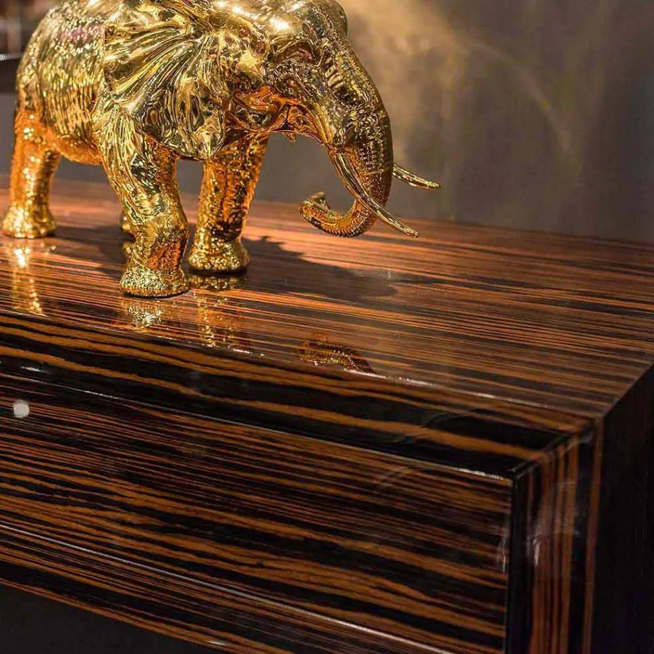 Konzola z leštěného ebenového dřeva se 4 zásuvkami Ada Viadurini