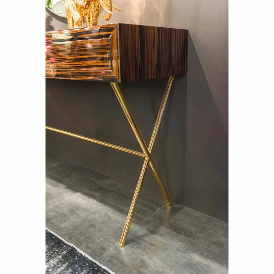 Konzola z leštěného ebenového dřeva se 4 zásuvkami Ada Viadurini