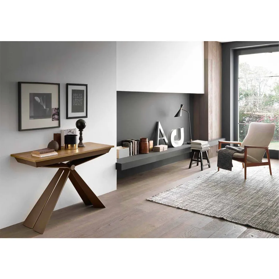 Konzola ze dřeva a kovu rozšiřitelná až na 295 cm Made in Italy - Timedio Viadurini