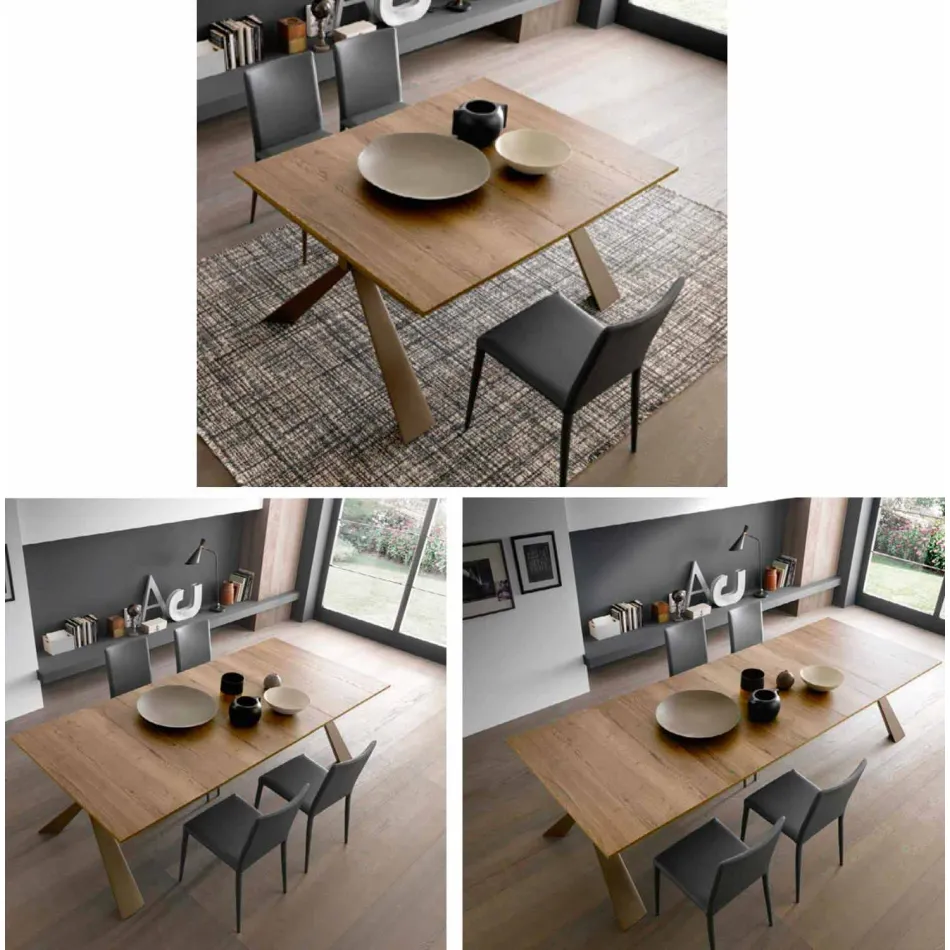 Konzola ze dřeva a kovu rozšiřitelná až na 295 cm Made in Italy - Timedio Viadurini