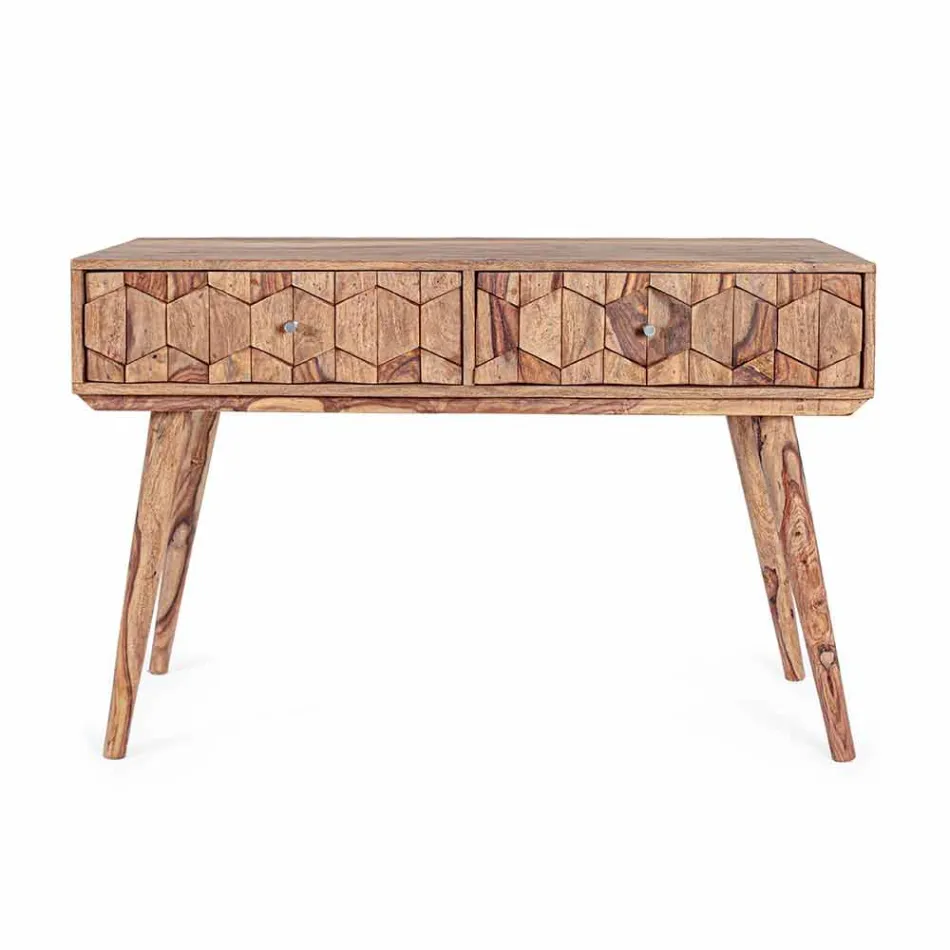 Konzole ze dřeva Sheesham se dvěma zásuvkami Luxusní design Homemotion - Fregene Viadurini