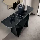 Konzolový stolek Concordia kovový s keramickou deskou s mramorovým efektem, vyrobený v Itálii Viadurini