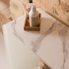 Konzolový stolek z tvrzeného zakřiveného skla o tloušťce 10 mm s mramorovým efektem - Agordo Viadurini