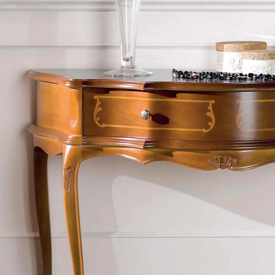 Klasická vstupní konzola ze dřeva s 1 zásuvkou Made in Italy - Leonor Viadurini