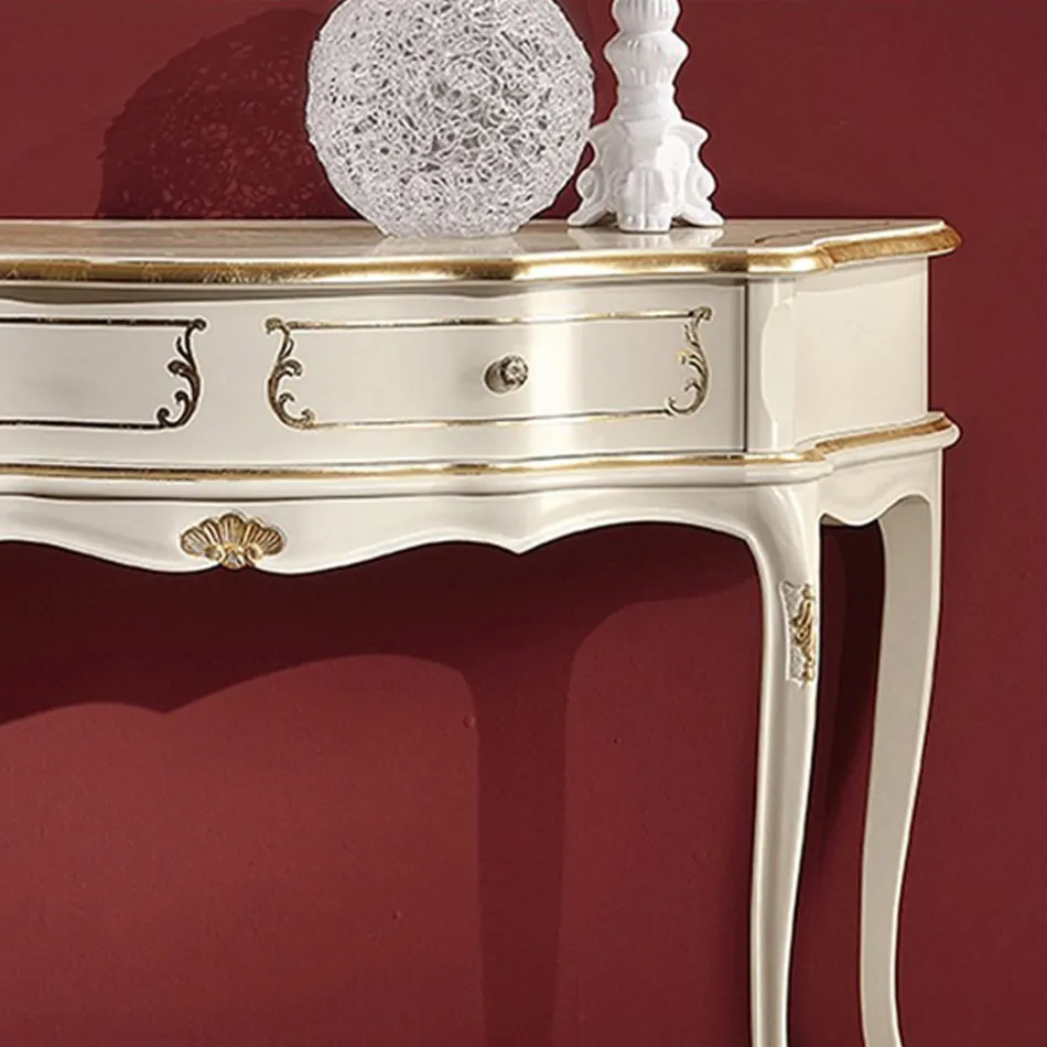 Klasická vstupní konzola ze dřeva s 1 zásuvkou Made in Italy - Leonor Viadurini