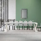 Moderní konzole rozšiřitelná na 300 cm s bílým rámem Made in Italy - Mirror Viadurini