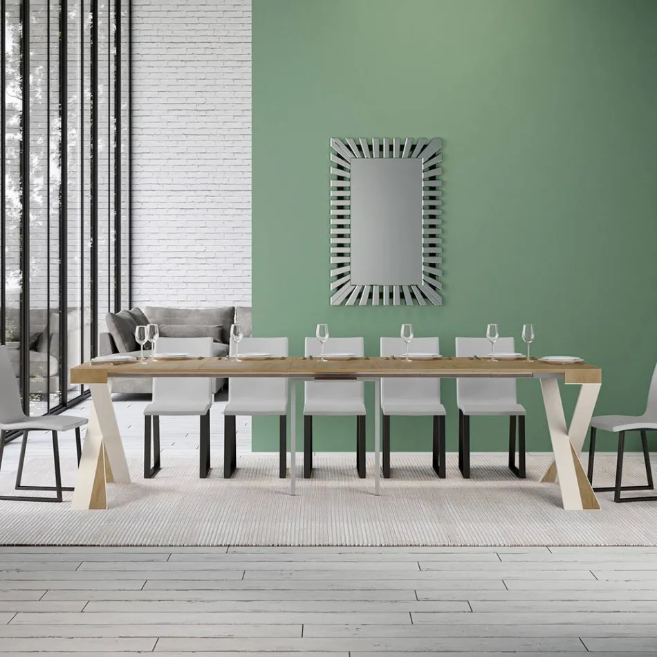 Moderní konzole rozšiřitelná na 300 cm s bílým rámem Made in Italy - Mirror Viadurini