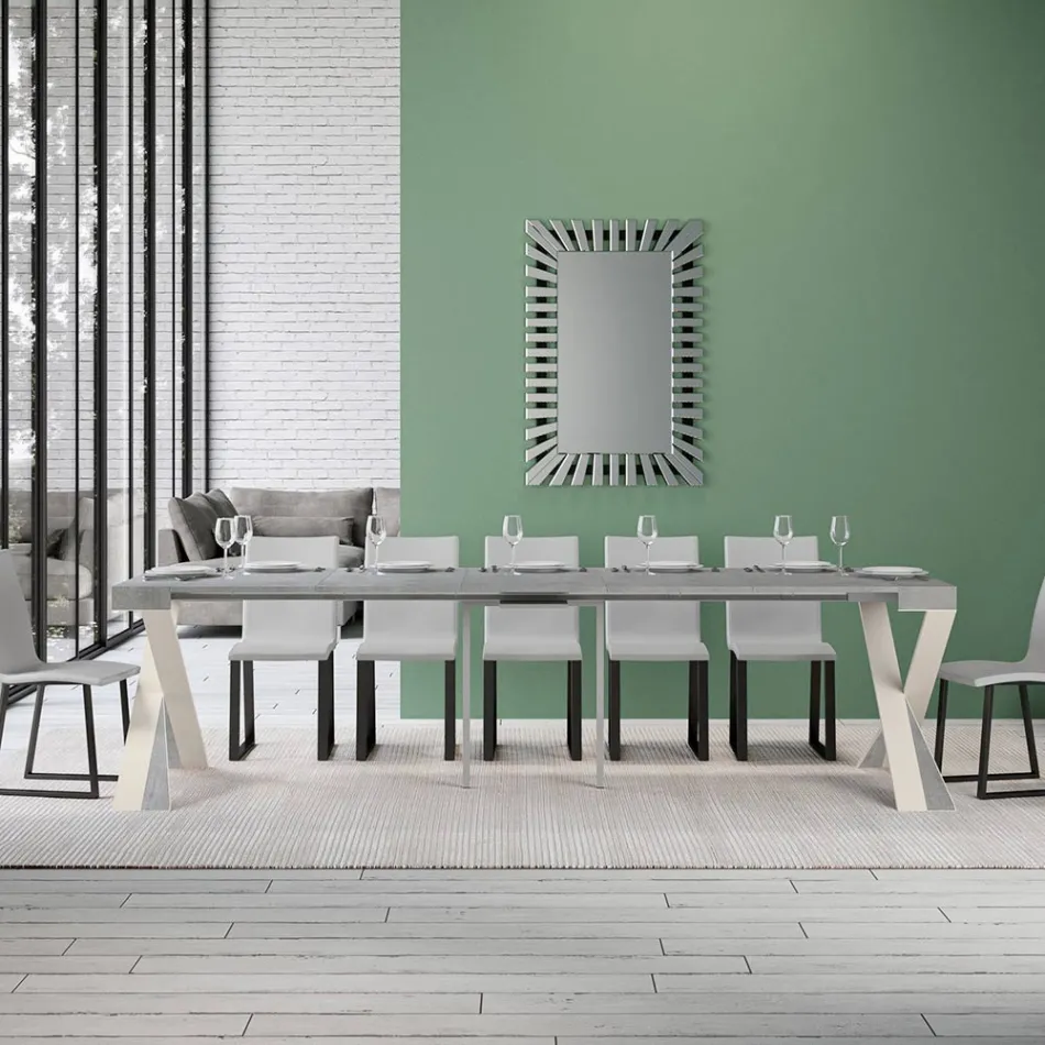 Moderní konzole rozšiřitelná na 300 cm s bílým rámem Made in Italy - Mirror Viadurini