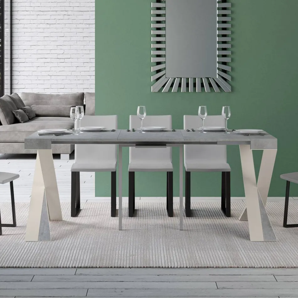 Moderní konzole rozšiřitelná na 300 cm s bílým rámem Made in Italy - Mirror Viadurini