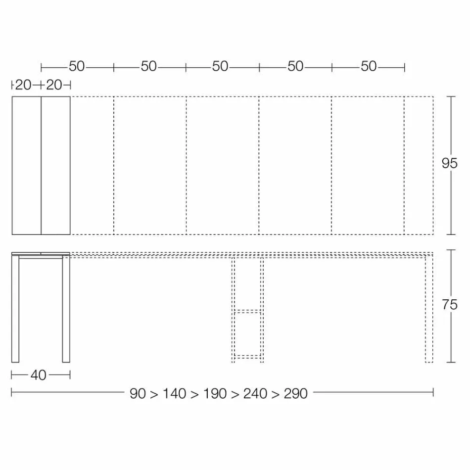 Rozšiřitelná moderní konzola z dubového dřeva a kovu vyrobená v Itálii - Nappo Viadurini