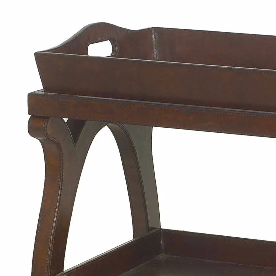 Moderní konzola s Walterem zásobníku v hnědé kožené bundě Viadurini