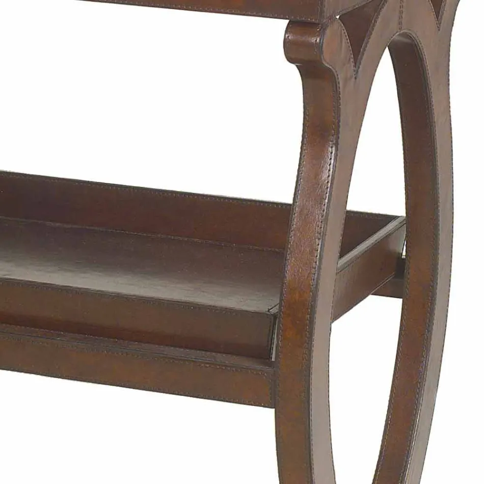 Moderní konzola s Walterem zásobníku v hnědé kožené bundě Viadurini