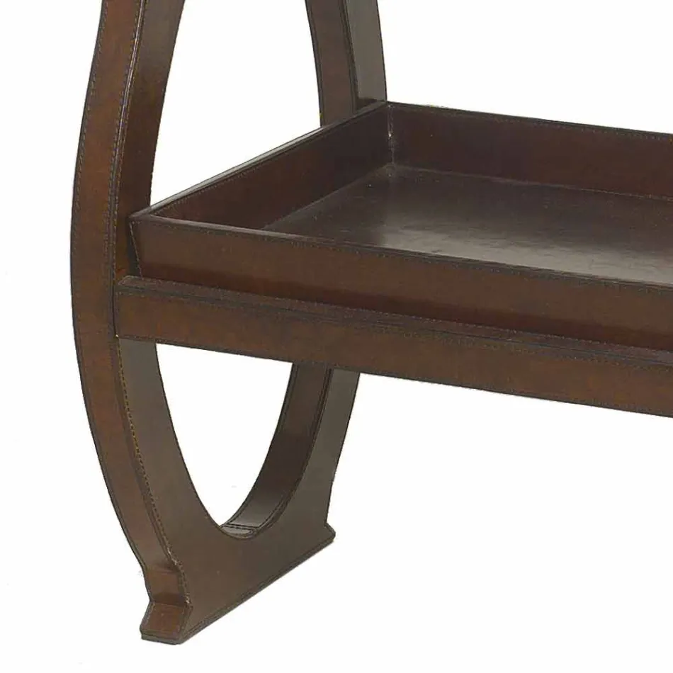 Moderní konzola s Walterem zásobníku v hnědé kožené bundě Viadurini