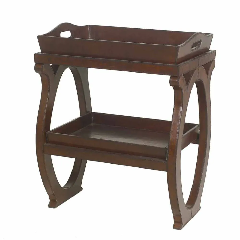 Moderní konzola s Walterem zásobníku v hnědé kožené bundě Viadurini