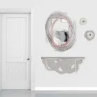 Moderní designová konzola z písku a béžového dřeva pro montáž na zeď - orbit Viadurini