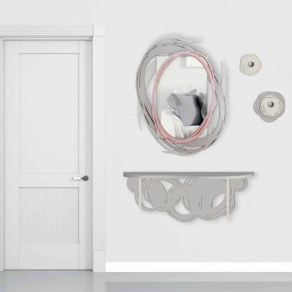 Moderní designová konzola z písku a béžového dřeva pro montáž na zeď - orbit Viadurini