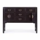 Konzole z černého jilmu ze dřeva Vintage Design, 5 zásuvek Homemotion - Sonten Viadurini