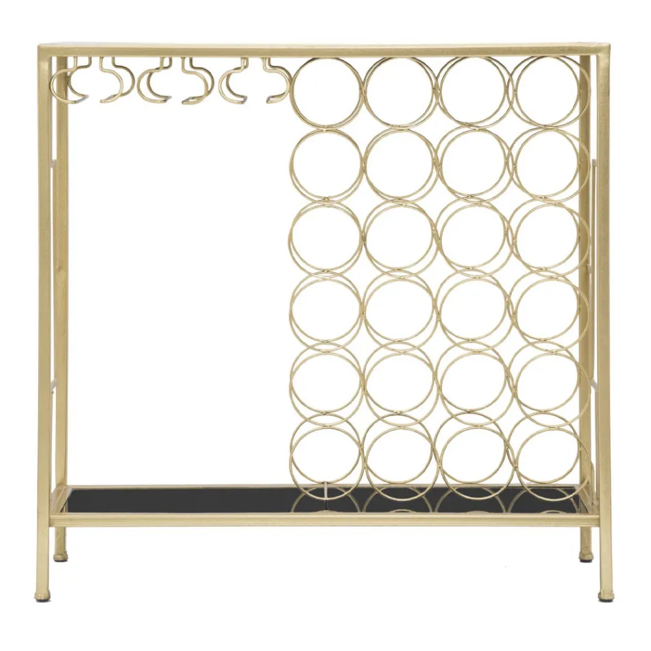 Konzola držáku skleněné lahve se zlatou železnou strukturou - Vicio Viadurini