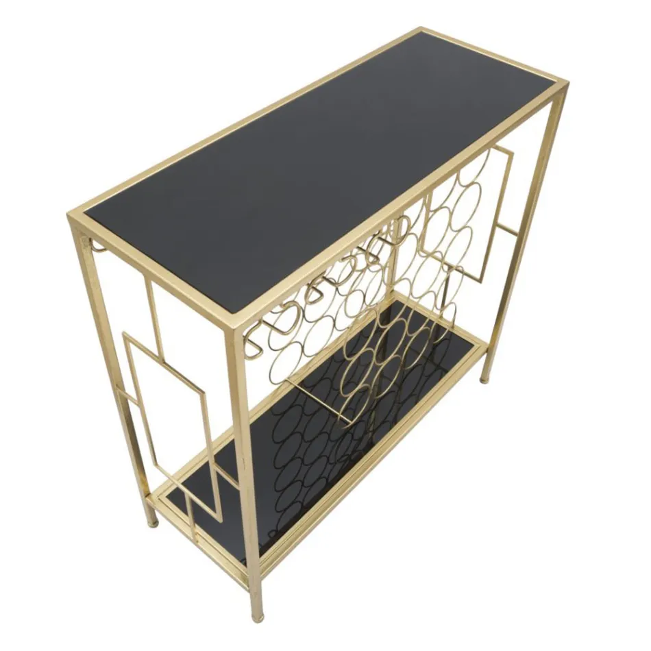 Konzola držáku skleněné lahve se zlatou železnou strukturou - Vicio Viadurini