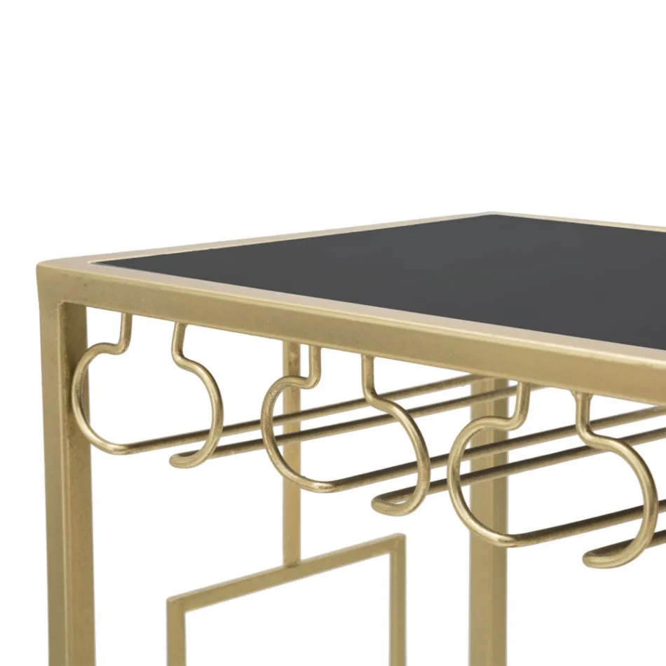 Konzola držáku skleněné lahve se zlatou železnou strukturou - Vicio Viadurini