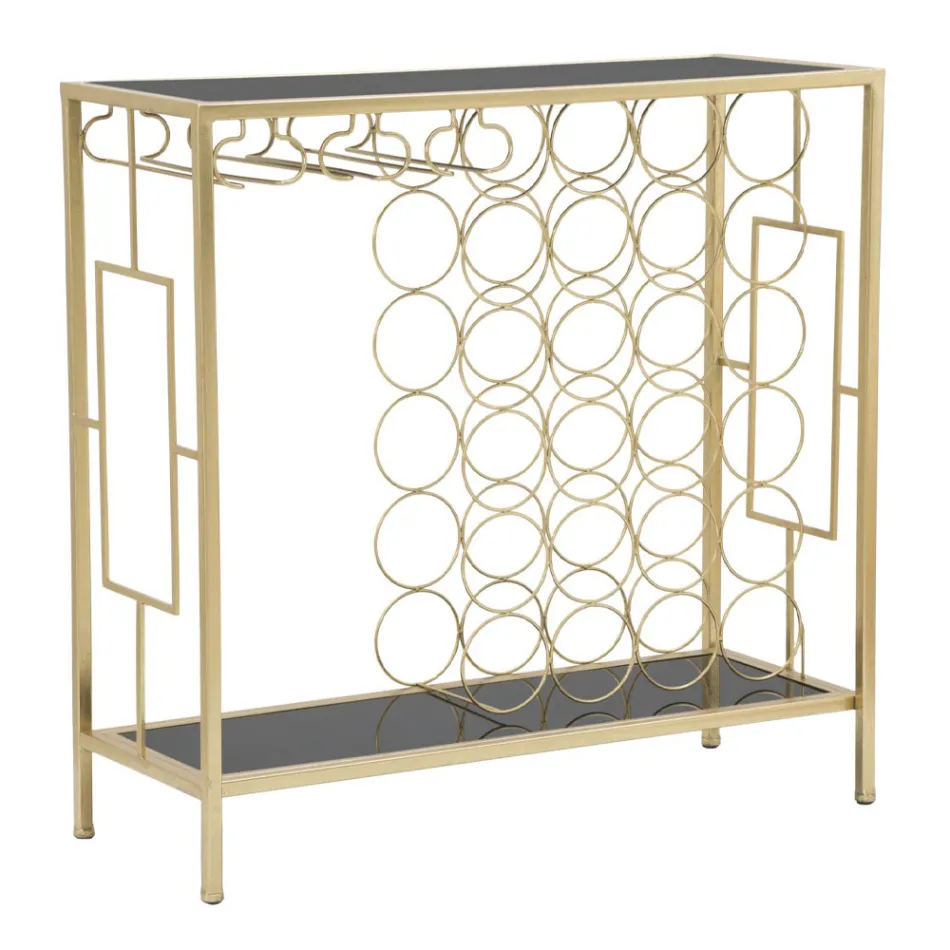 Konzola držáku skleněné lahve se zlatou železnou strukturou - Vicio Viadurini