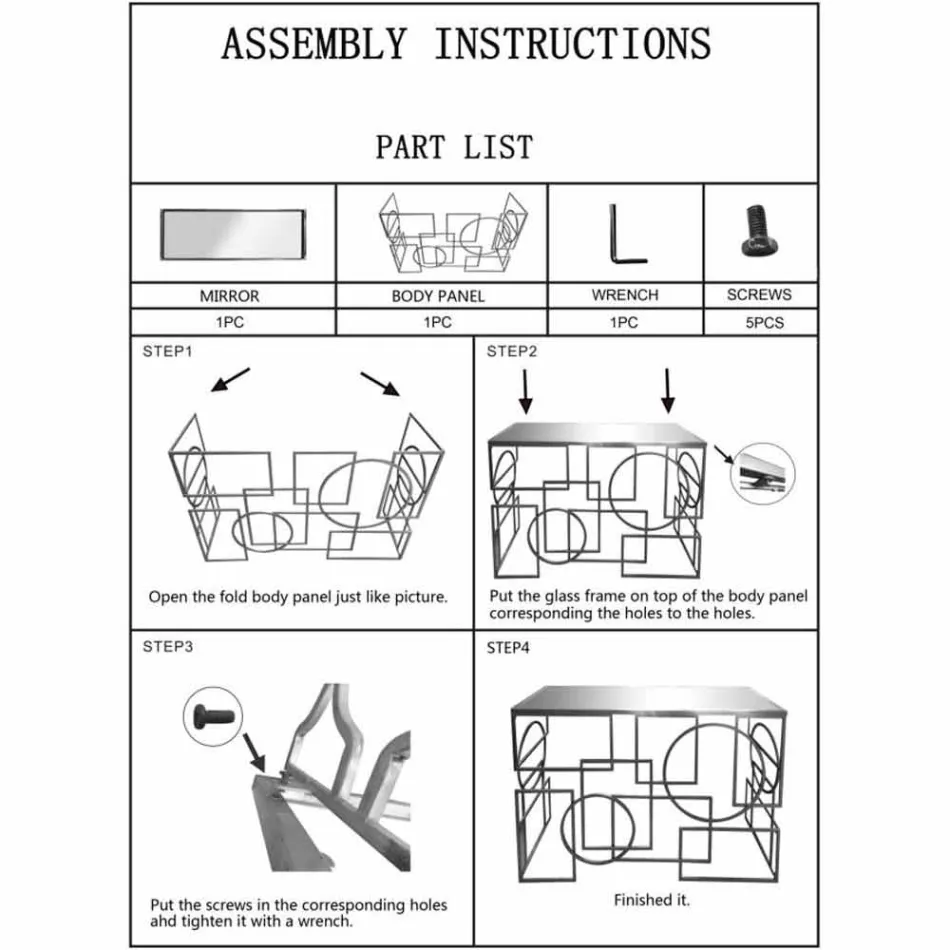 Moderní designová obdélníková konzola ze železa a zrcadla - Billie Viadurini