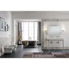 Koupelnová konzole L 135 cm s dvojitou miskou v keramice Vyrobeno v Itálii - Nausica Viadurini