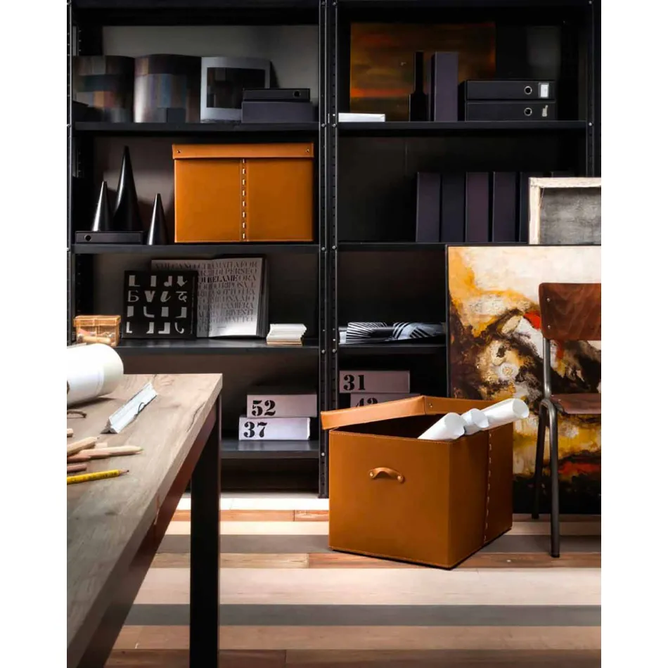 Moderní úložný box v regenerované kůži Made in Italy - Gabry Viadurini