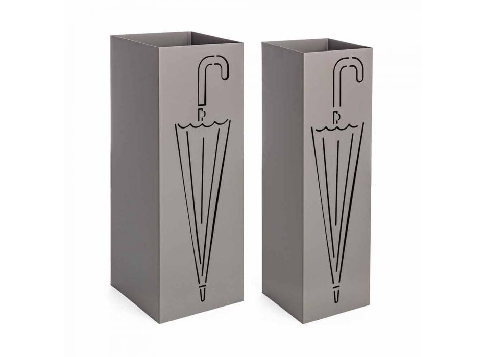 Dvojice deštníkových stojanů v bílé nebo Taupe Homemotion Steel - Brello Viadurini